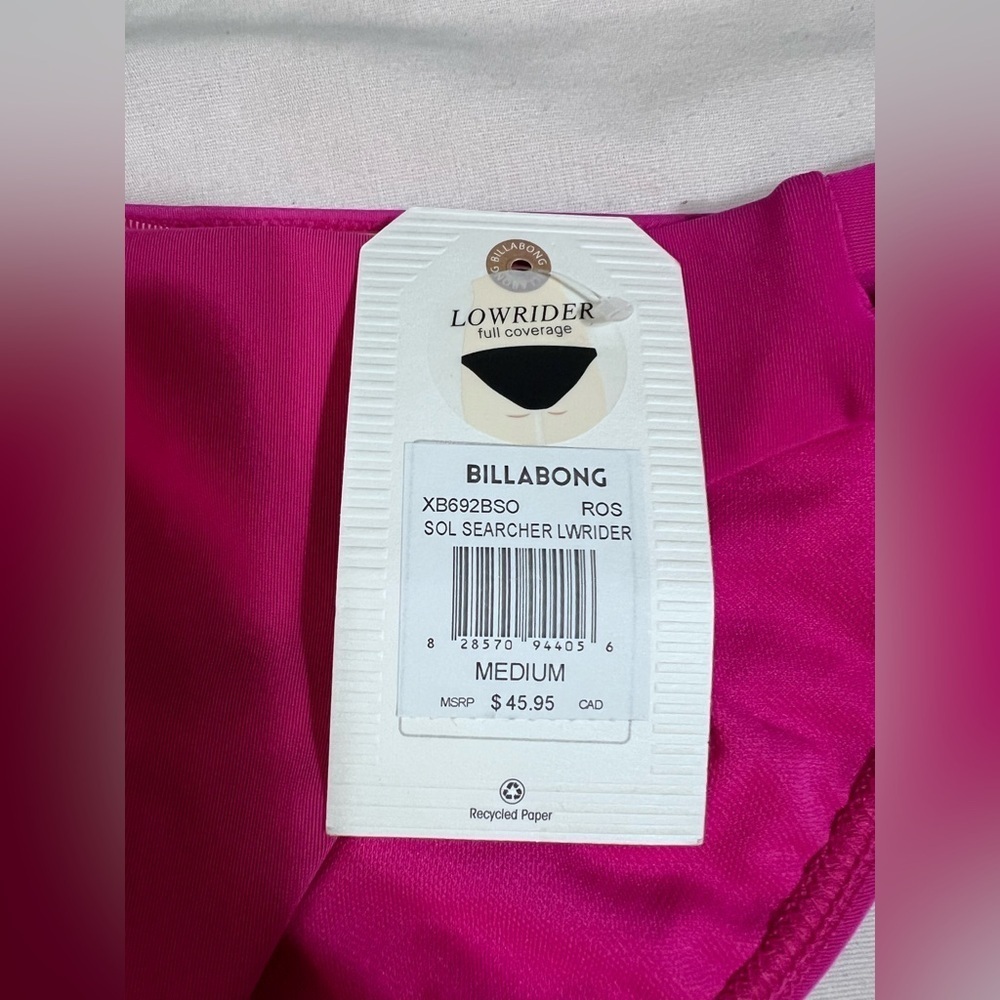 NWT Billabong Sol Searcher Low Rider Full Coverage Pink Bikini Bottom Sz M NEW! - Picture 4 of 7